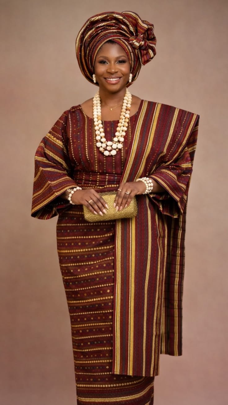 Ensemble rayé bordeaux et or
